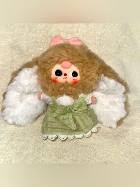 Baby Three Bunny Plush Doll Green Dress Blind Box Keychain